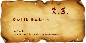 Kozlik Beatrix névjegykártya